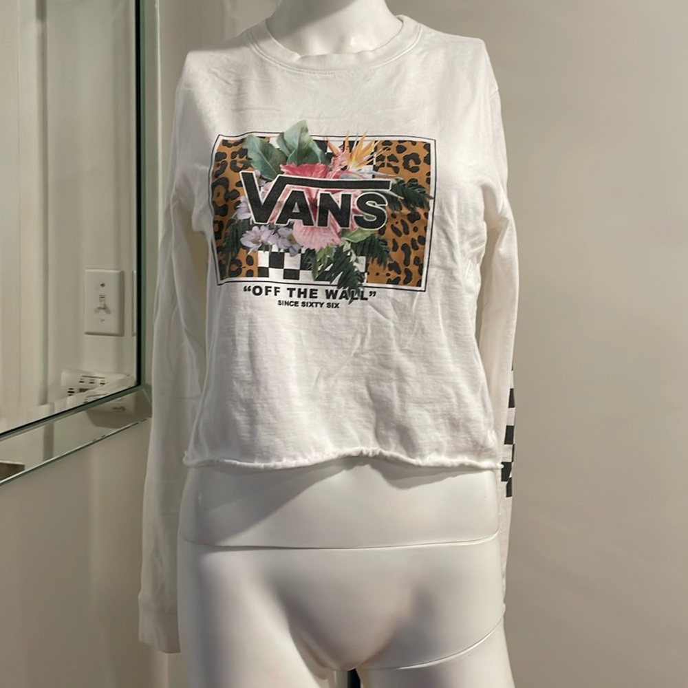 VANS White Longsleeve Tee SzSmall